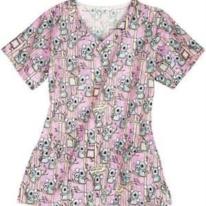 Lydia's Select Pink Koala Scrub Top